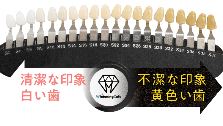 セルフチェック清潔な印象の白い歯/不清潔な印象の黄色い歯